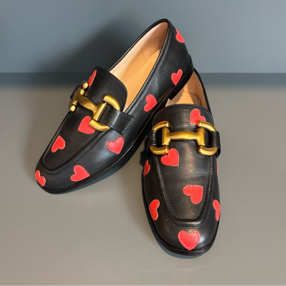 Boden Black and Red Heart Loafers Size e7 (6-6.5 US)
